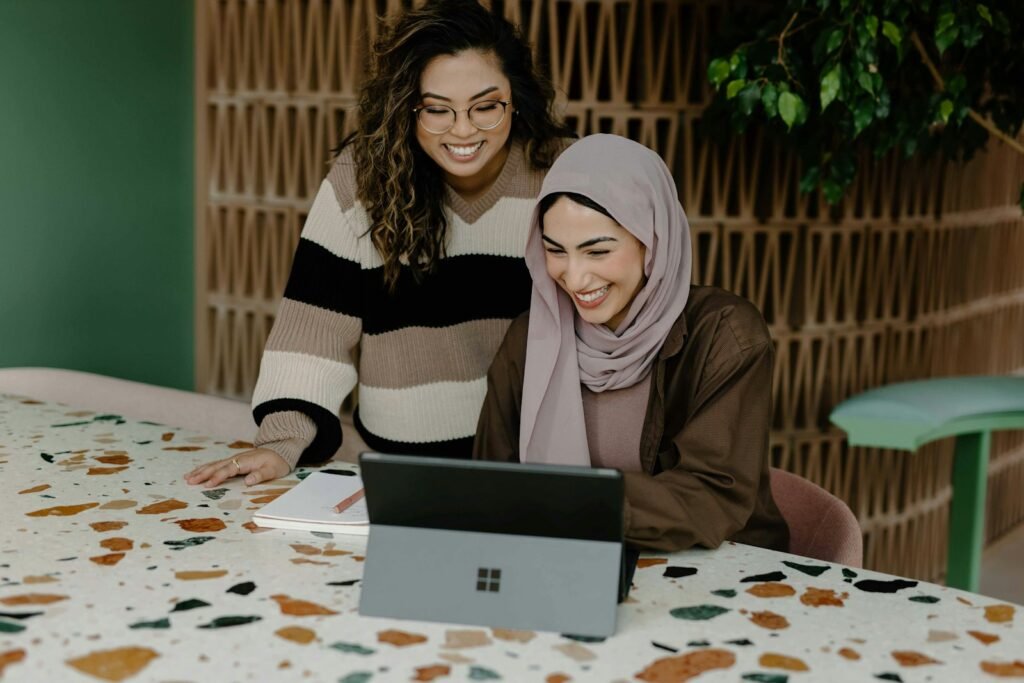 Two women learn English language & U.S. culture together